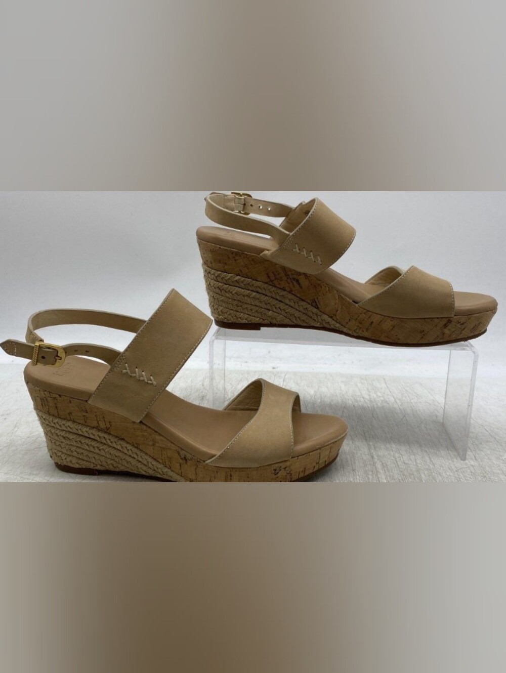 UGG Elena Nubuck Leather Slingback Platform Wedge Sandals Size 9 Used Exc - Picture 2 of 9